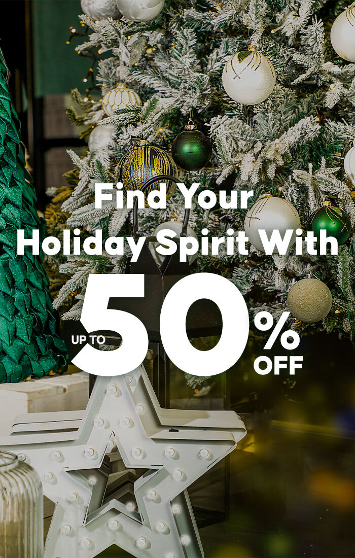 Celebrate Christmas with up to 50% off festive décor and gifts to brighten your home and spread holiday cheer!