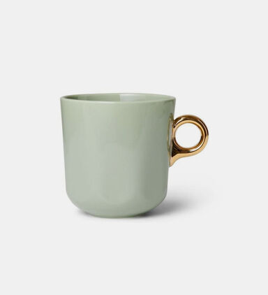 Gold-toned Handle Porcelain Mug