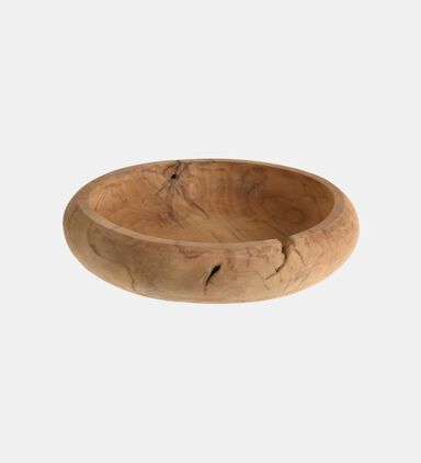 Teak Wood Natural-effect Round Bowl