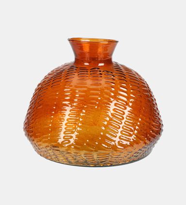 Glass Engraved Round Vase