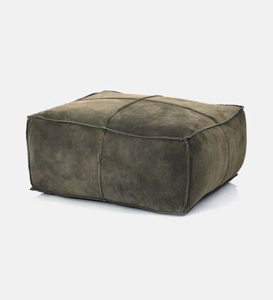 Elmer Suede Leather Square Pouf