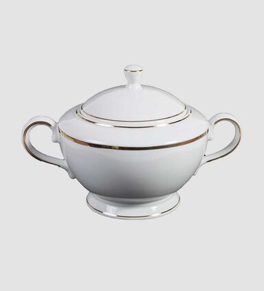 Gold-rimmed Porcelain Soup Tureen