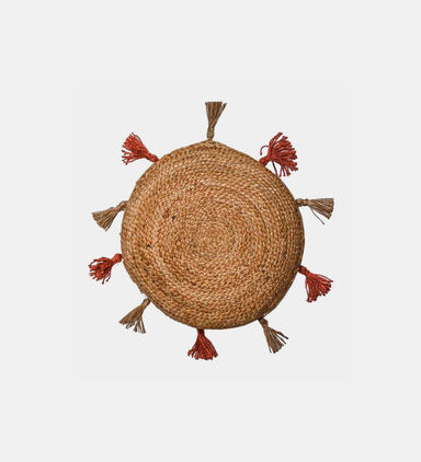 Sunny Jute Terracotta Pom Pom Cushion