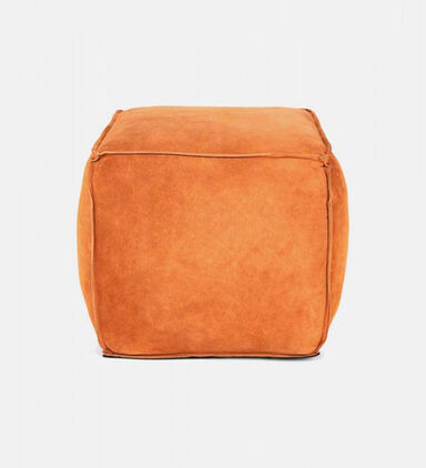 Cuby Suede Leather Square Pouf