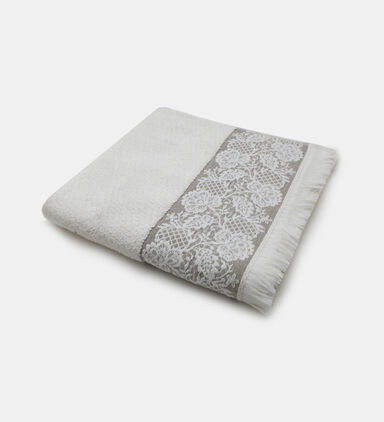 Jacquard Linen Floral Bordered Towel