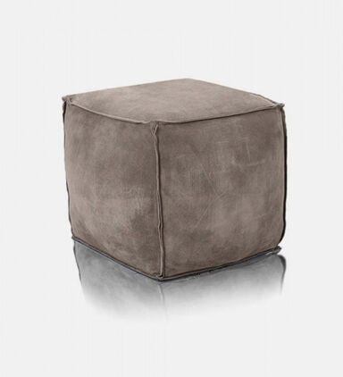 Cuby Suede Leather Square Pouf