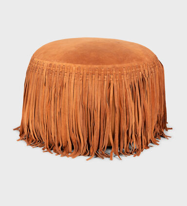 Willow Suede Leather Round Pouf