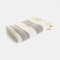 Aesth Stripped Fringes Throw