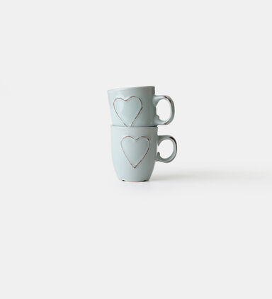 Embossed Heart Earthware Mug Set