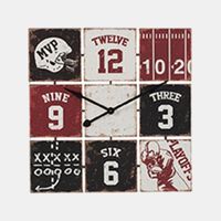 Square Baseball Metal Wall Clock