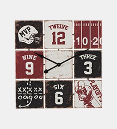 Square Baseball Metal Wall Clock