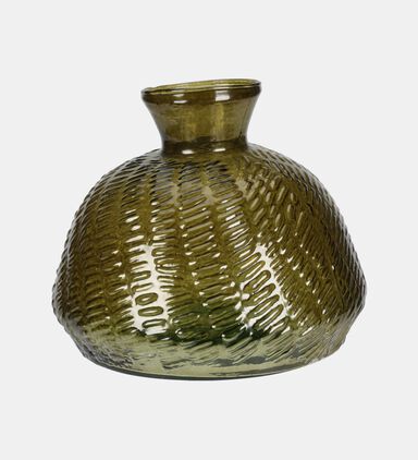 Glass Engraved Round Vase