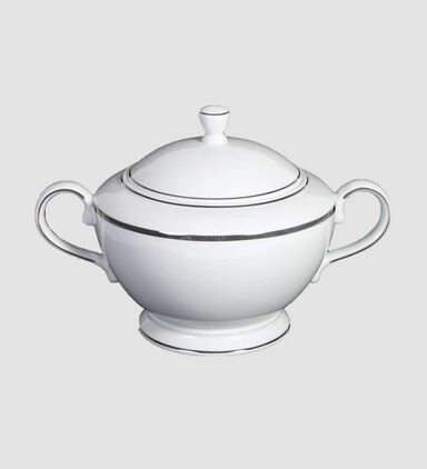 Silver-rimmed Porcelain Soup Tureen