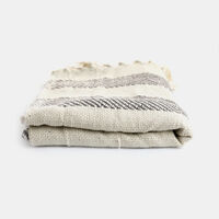 Aesth Stripped Fringes Throw