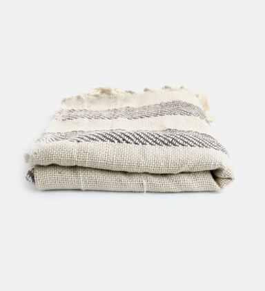 Aesth Stripped Fringes Throw