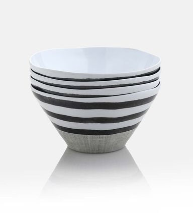 Melamine Striped Bowl 4-piece Set