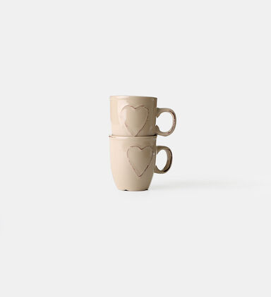 Embossed Heart Earthware Mug Set