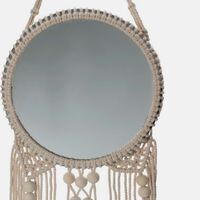 Wooden Balls Macrame Wall Mirror