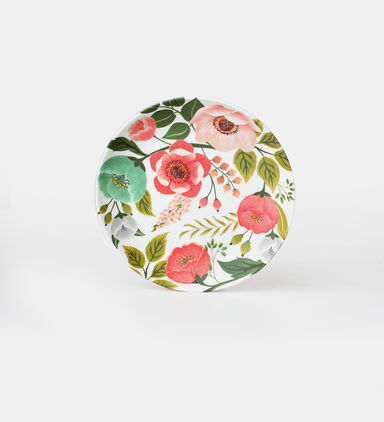 Melamine Flower-print Flat Plate 25 Cm