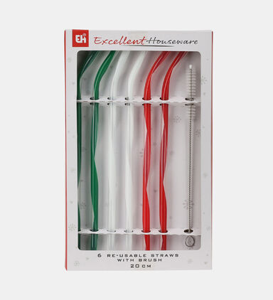 Plastic 7-piece Drinking Straws Set