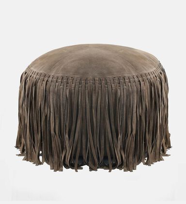 Willow Suede Leather Round Pouf