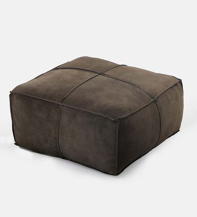 Elmer Suede Leather Square Pouf