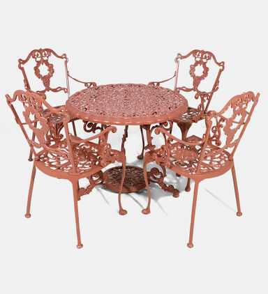 Antoinette Dining Table With 4 Chairs Red 100 Cm